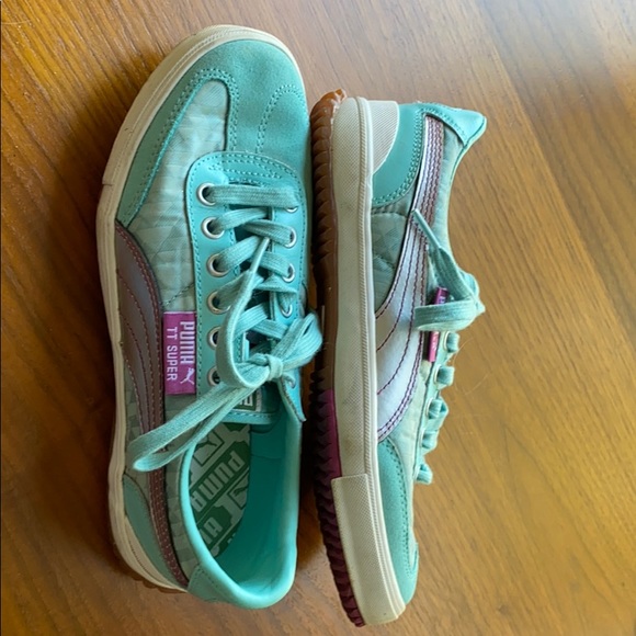Vintage Puma TT Super. Size 7. Turquoise/Pink/Silver - Picture 4 of 11